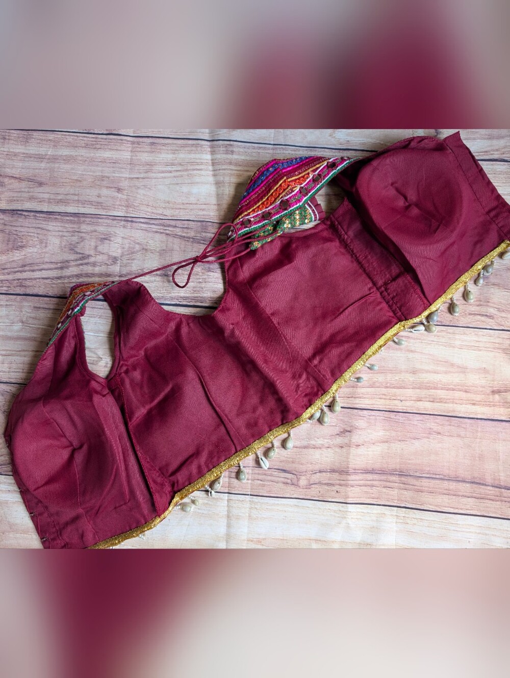 Embroidered Magenta Elephant Crop Top - Picture 11 of 14